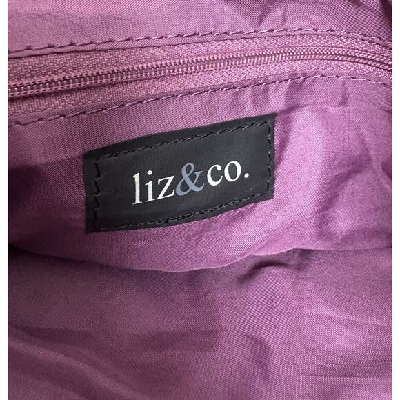 Liz & Co. Purple Logo Shoulder Bag Tote Purse Double Handle Zipper Compartments. - Picture 7 of 12